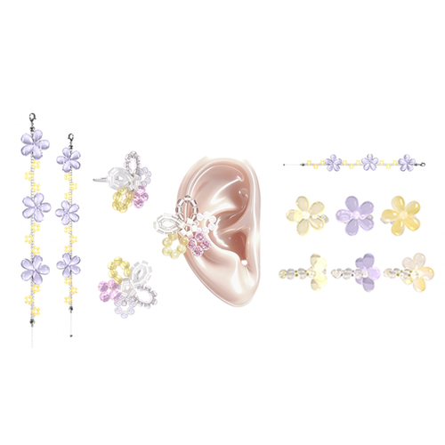 Lilac flower earrings, ring, and coordinating jewelry pieces