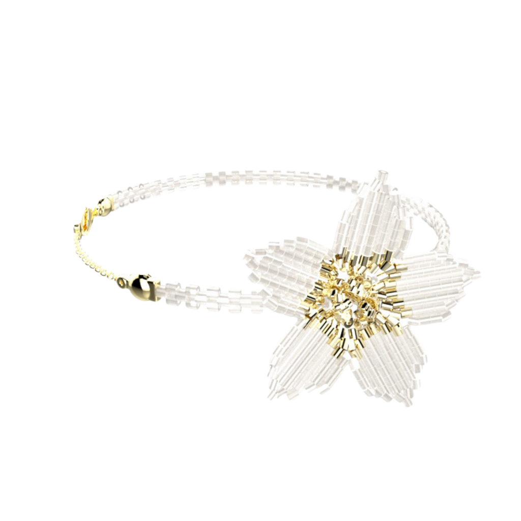 Phala beaded orchid bracelet with extension chain