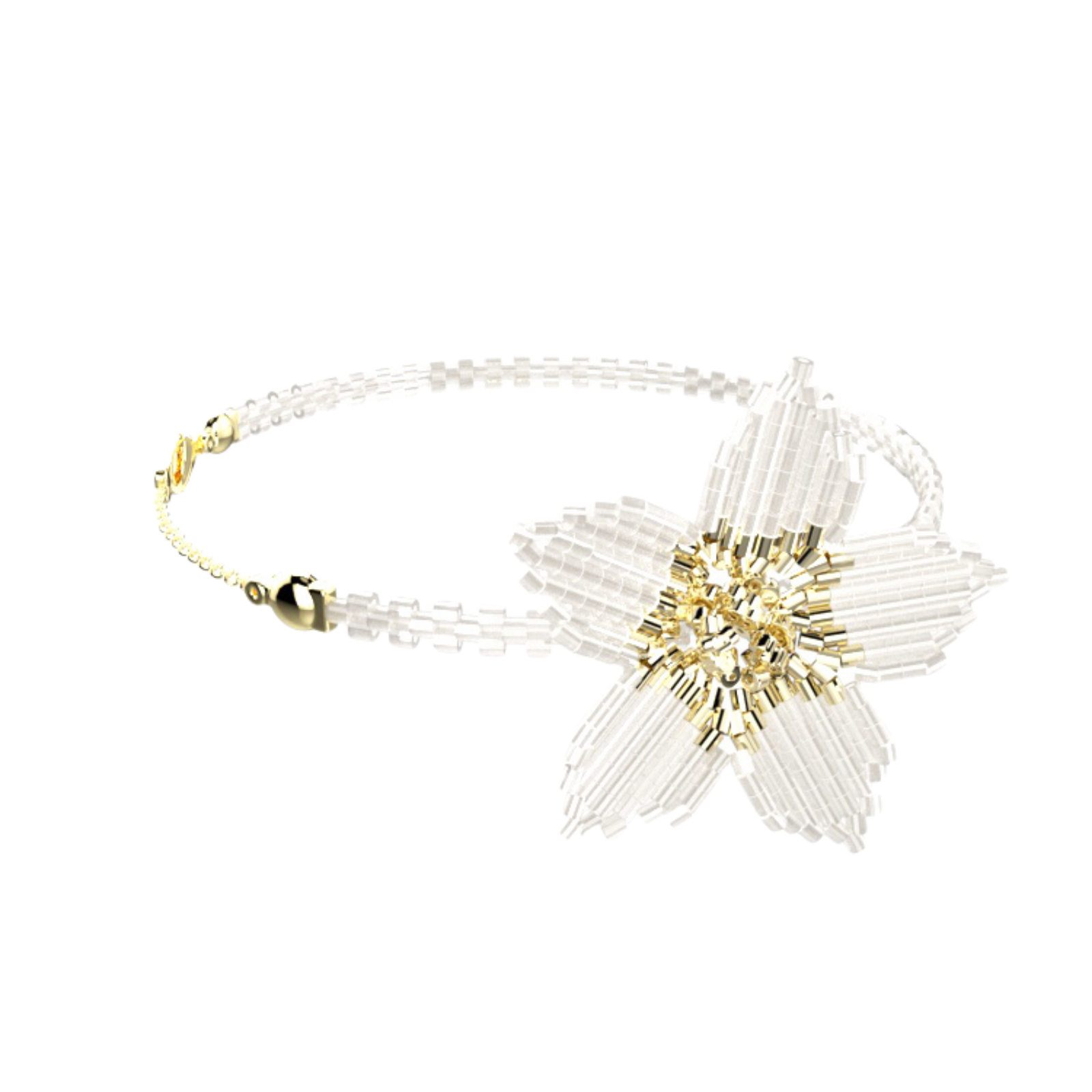 Phala beaded orchid bracelet with extension chain