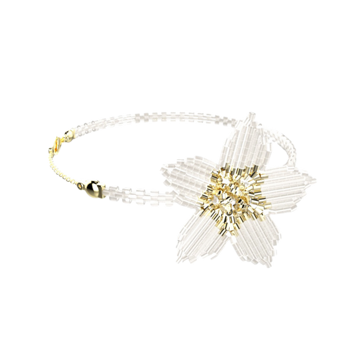 Phala beaded orchid bracelet with extension chain
