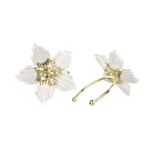Phala beaded orchid ring, front and back views