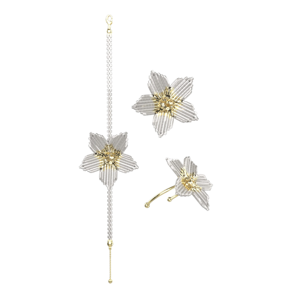 Phala beaded orchid ring and bracelet set