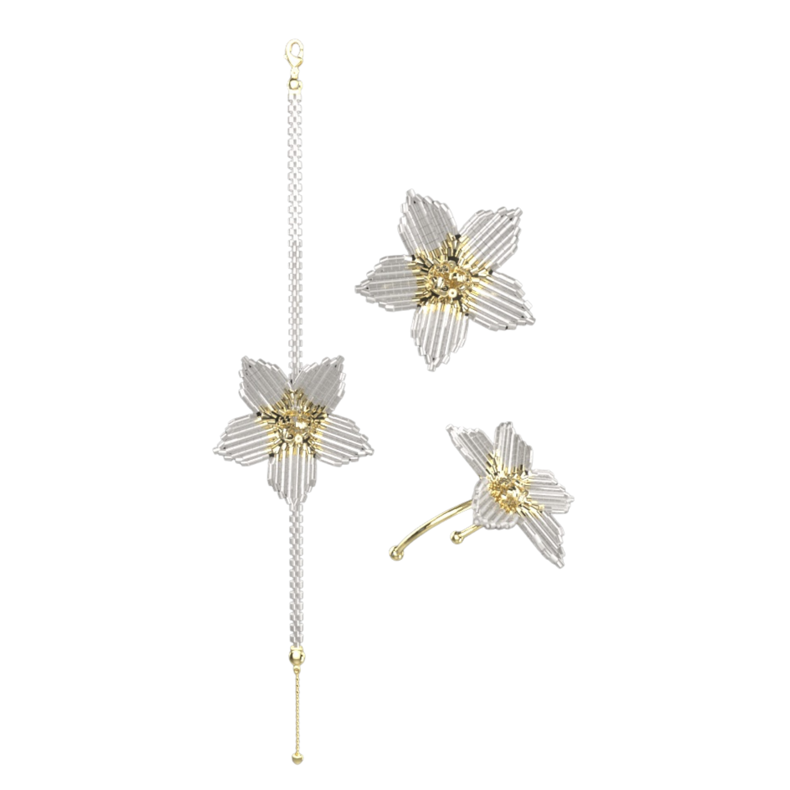 Phala beaded orchid ring and bracelet set